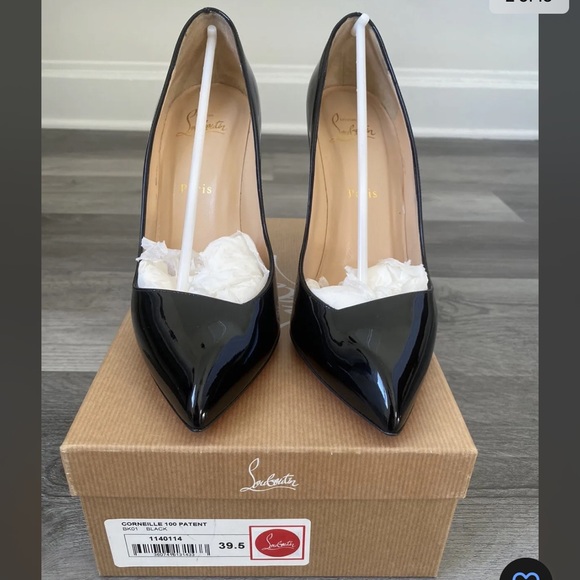 Christian Louboutin Black Patent Corneille Size 39.5 100mm pre-owned - Picture 2 of 16